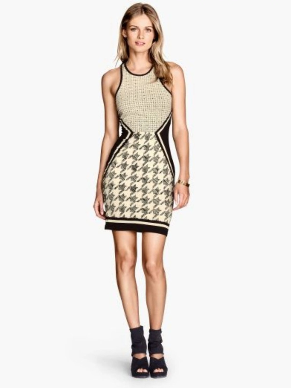 💫4/$25 • H&M Black & Ivory Geometric Bodycon Dress